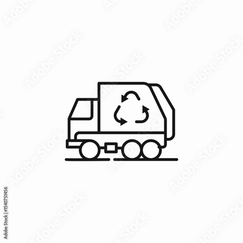 recycling garbage truck icon sign vector