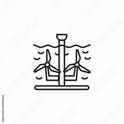 underwater turbines tidal icon sign vector