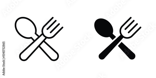Spoon and Fork icon concept. vector set. Eps10