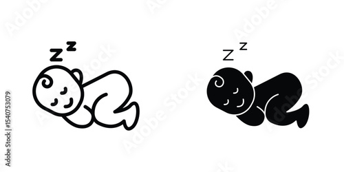 Sleeping baby icon concept. vector set. Eps10
