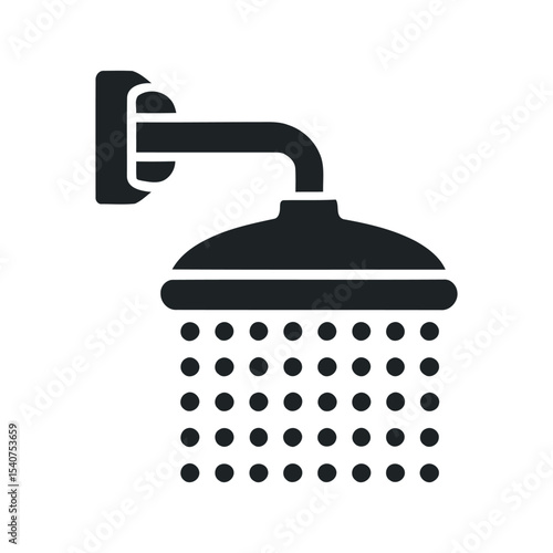 Simple black and white shower head icon