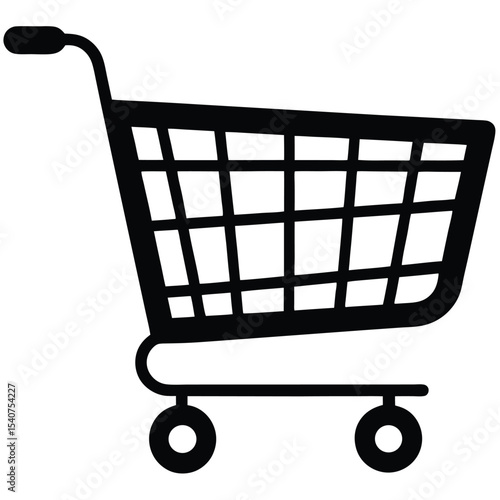 Simple black shopping cart icon illustration