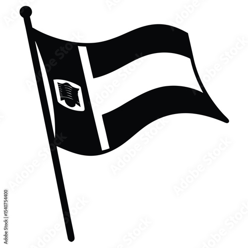 Black and white illustration of the cantabria flag waving