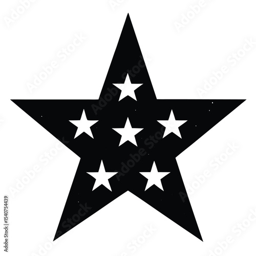 Black star with white stars graphic design element