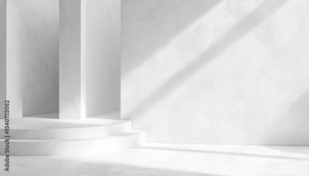 Fototapeta premium Elegant White Cement Wall And Ured Design For Modern Interiors, Creating A Chic And Contemporary Look With Minimalistic Charm