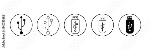 USB icon vector. Flash Drive, disk icon set symbol isolated on white background.