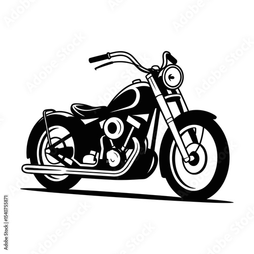 Classic chopper motorcycle silhouette isolated on white background