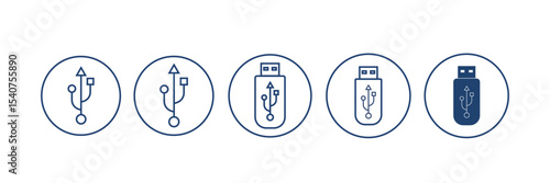 USB icon vector. Flash Drive, disk icon set symbol isolated on white background.