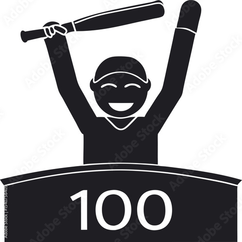 Simple icon of a cricketer celebrating