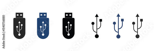 USB icon, flash drive icon symbol vector.