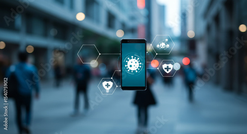 City Center Health Monitoring System - Software utilizing big data for city-wide virus tracking, privacy-focused, health-centric, mobile app, pandemic prevention