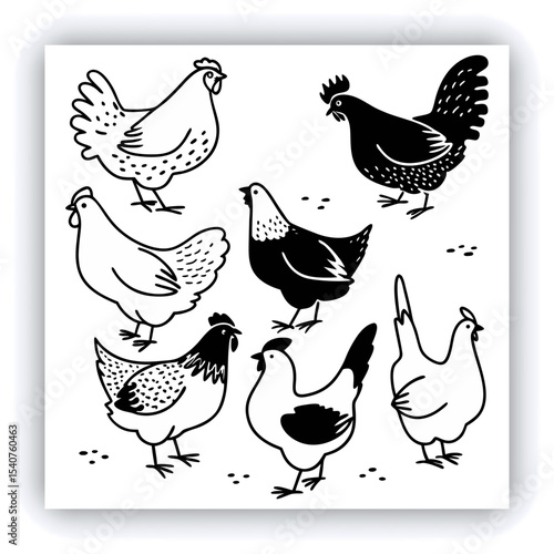 A mature, gray and white turkey hen is centered in a nest of straw. She is brooding over three eggs, with two small, light yellow chicks visible near the eggs. The turkey is positioned in a slightly c