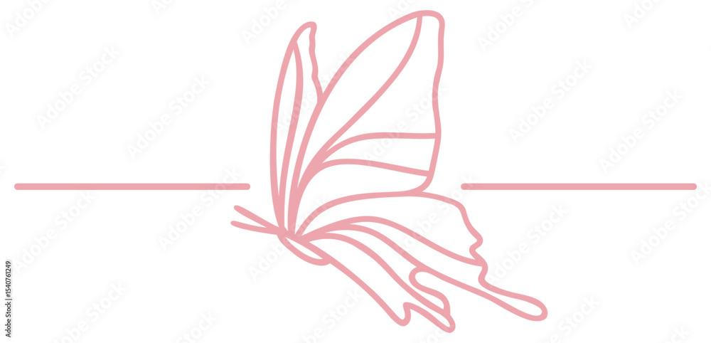 Fototapeta premium Butterfly Border | Border Element | Vector Line Art