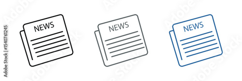 Newspaper icon outline collection in black and on white background. Newspaper icon flat.