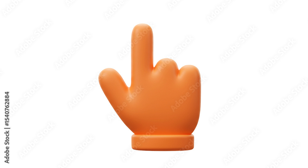 Obraz premium An orange hand with the index finger pointing up isolated on a black background in a 3d rendering