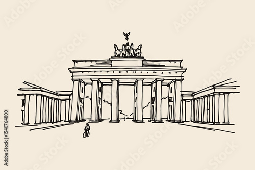 Brandenburg Gate front view hand drawn sketch vector illustration