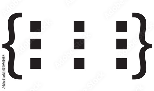 Structured Data Array Icon – JSON Format, Database Schema, and Code Block Representation for Developers

