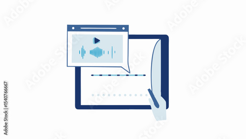 Tablet showing audio waveform with hand using stylus for editing on a digital interface screen