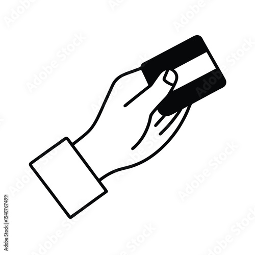 Close up illustration of a hand securely holding a credit card ideal for financial banking or e commerce designs