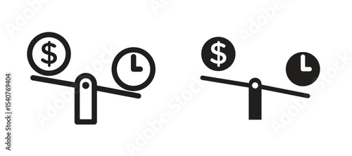Time and money compare scale icon