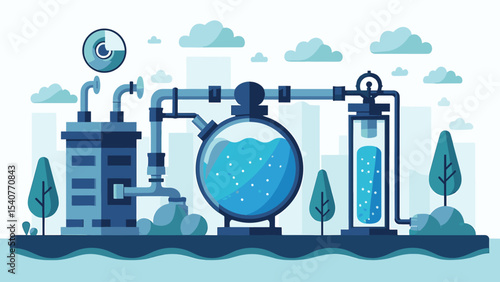 Urban Water Treatment Facility with Modern Pipelines