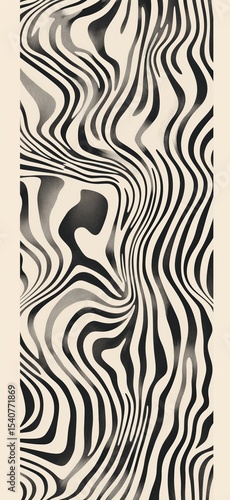 Unique abstract pattern with flowing lines in black and white on a light background