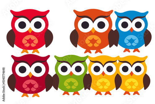 Wallpaper Mural Colorful Cartoon Owls Clipart- Cute Owl Illustration for Kids- Whimsical Bird Art for Children- Owl Themed Decoration- Fun and Playful Owls Design Torontodigital.ca