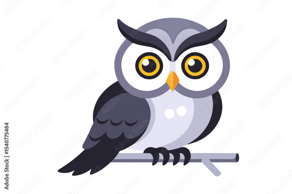 Fototapeta premium Cute Cartoon Owl Illustration- Adorable Bird with Big Eyes- Perfect for Kids Designs- Educational and Fun Graphic- Ideal for Wildlife and Nature Projects