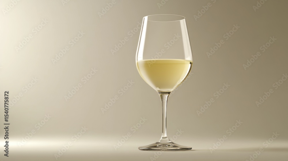 Wine glass with pale yellow liquid Wine glass with pale yellow liquid