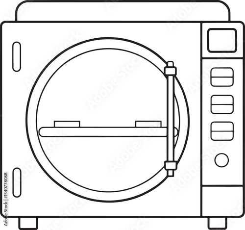 Medical autoclave sterilizer equipment line art drawing