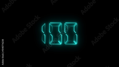 A circular illustration, and glowing digital neon number 100 illustration. on a black background. and creating a stunning illustration.4k illustration