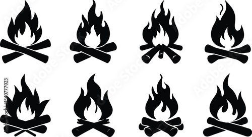 Campfire Silhouette Symbol Pack