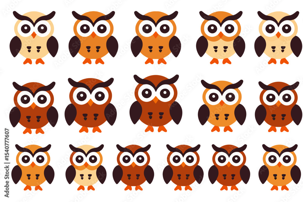 Cute Owl Cartoon Illustration-Seamless Pattern of Owls in Various Shades of Brown and Orange-Ideal for Kids Room Decor-Printable Owl Design Cute Owl Cartoon Illustration-Seamless Pattern of Owls in Various Shades of Brown and Orange-Ideal for Kids Room Decor-Printable Owl Design