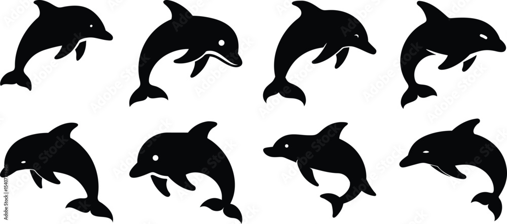 Obraz premium Dolphin Silhouette Clipart Bundle