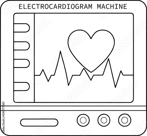 ECG machine line art heartbeat monitor medical device illustration