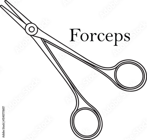 Medical forceps illustration surgical instrument outline drawing