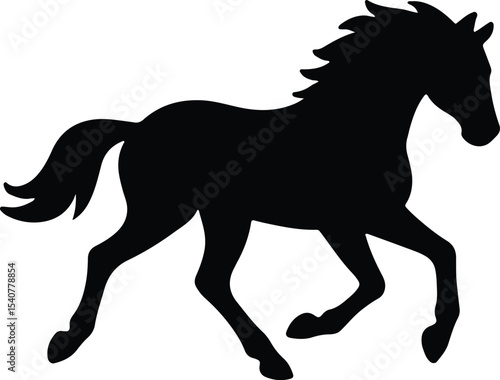 Silhouette galloping horse equine black shape vector illustration