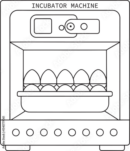 Simple line drawing of an egg incubator machine for hatching eggs