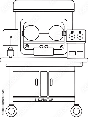 Medical incubator line drawing medical equipment healthcare technology illustration