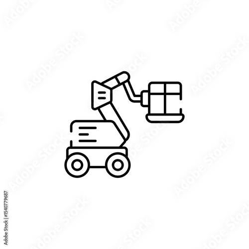 Telescopic Boom Lift icon design with white background stock illustration