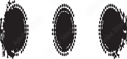 Abstract black ink blots with dotted borders