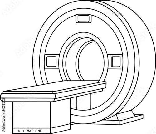 Medical mri machine diagram line art illustration