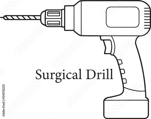 Medical surgical drill equipment line drawing illustration