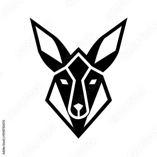 Bold geometric kangaroo face icon formed with sharp edges vector illustration