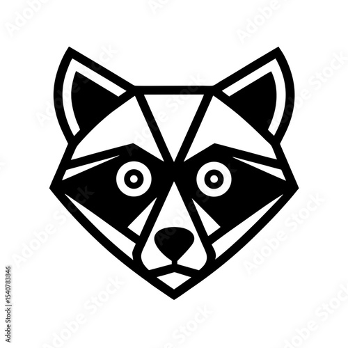 Bold geometric raccoon cub face icon formed with sharp edges vector illustration
