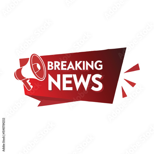 Megaphone with breaking news speech bubble. Loudspeaker. Banner for business, marketing and advertising. Vector illustration.