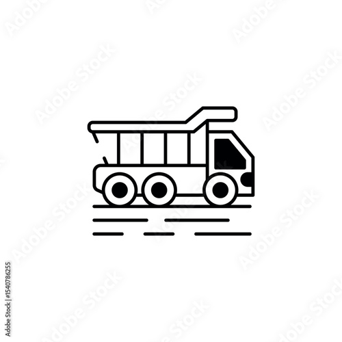 Dump Truck icon design with white background stock illustration