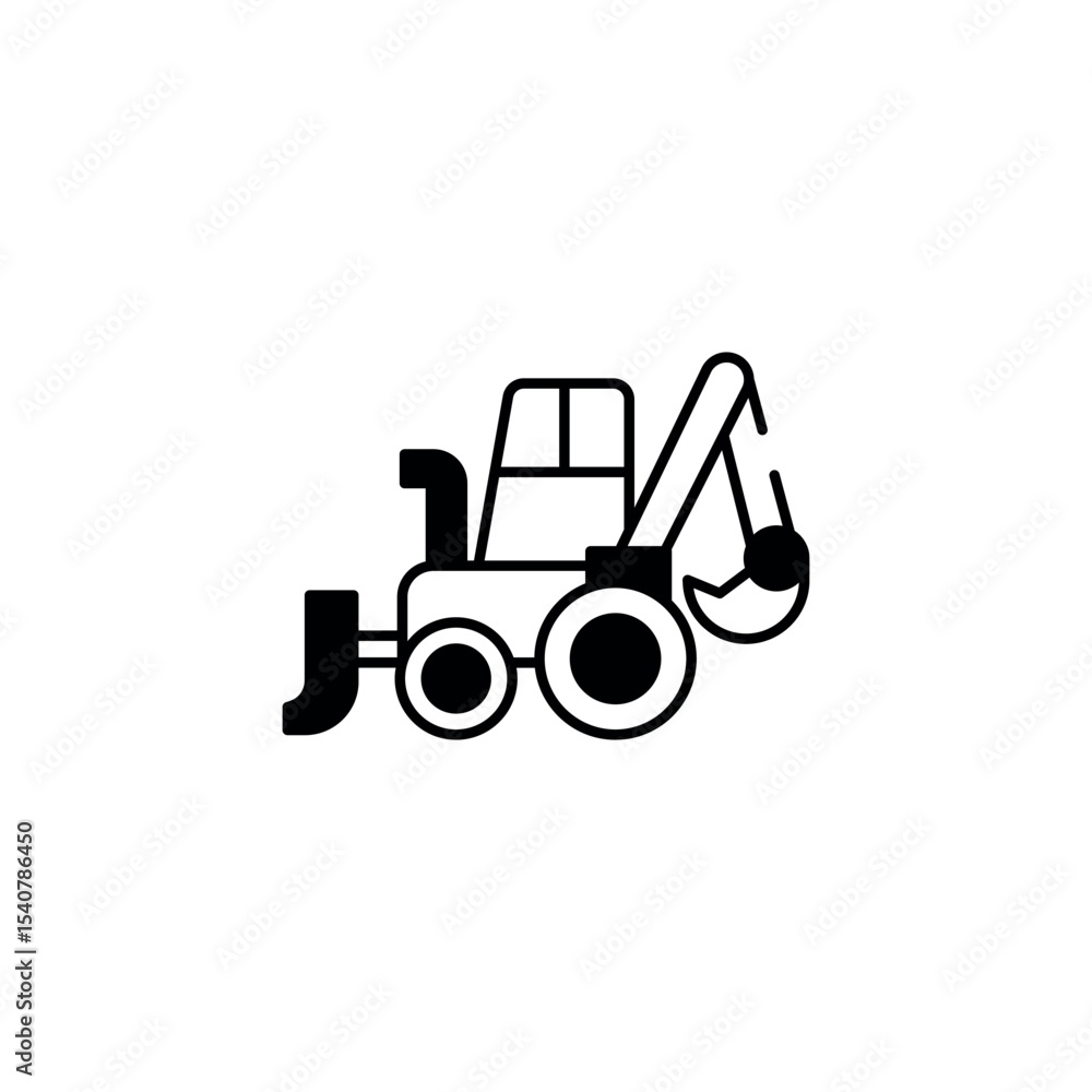Naklejka premium Backhoe Loader icon design with white background stock illustration
