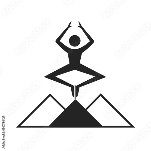 Yoga Tree Pose Silhouette Vector Design