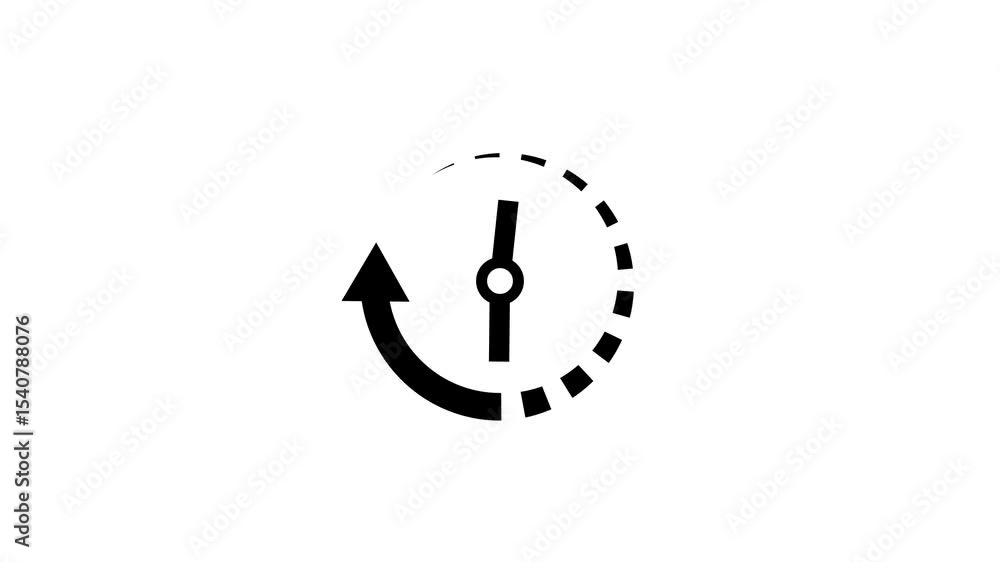 Rewind time icon isolated animation .clock icon with arrow recycling icon animation . refresh time line icon.